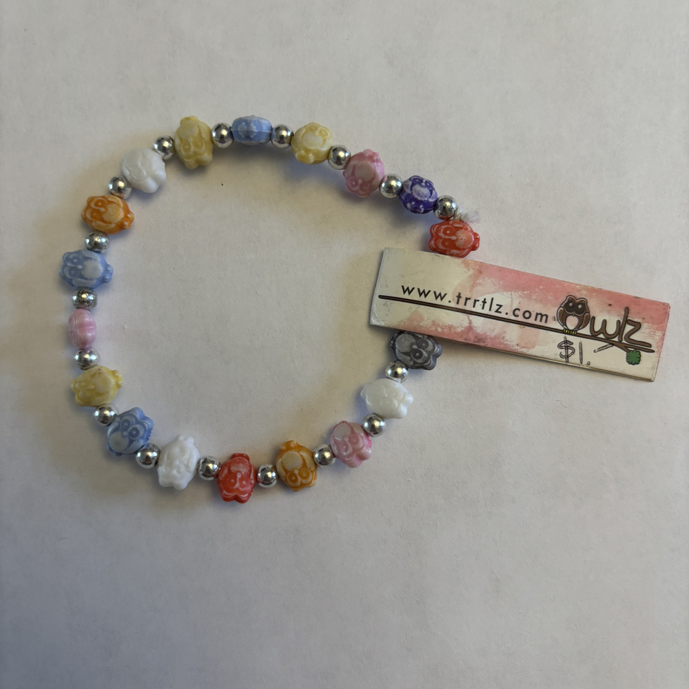Trrtlz Owlz Color Beaded Stretch Bracelet NWT